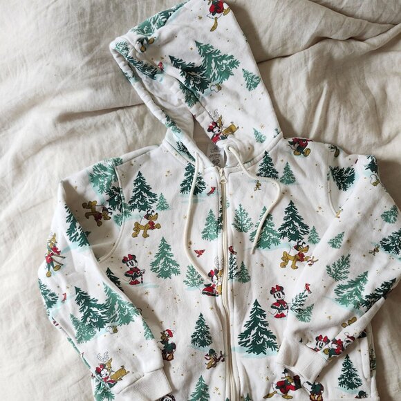 2022 Disney Parks Mickey & Friends Holiday Chritmas Zip Up Hoodie Jacket Size M - Picture 2 of 7